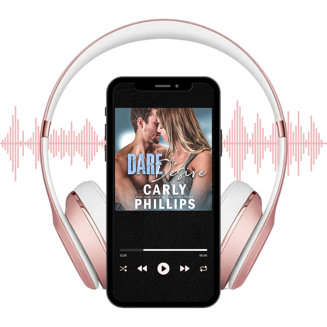 Dare to Desire audiobook on player with headphones and soundwaves