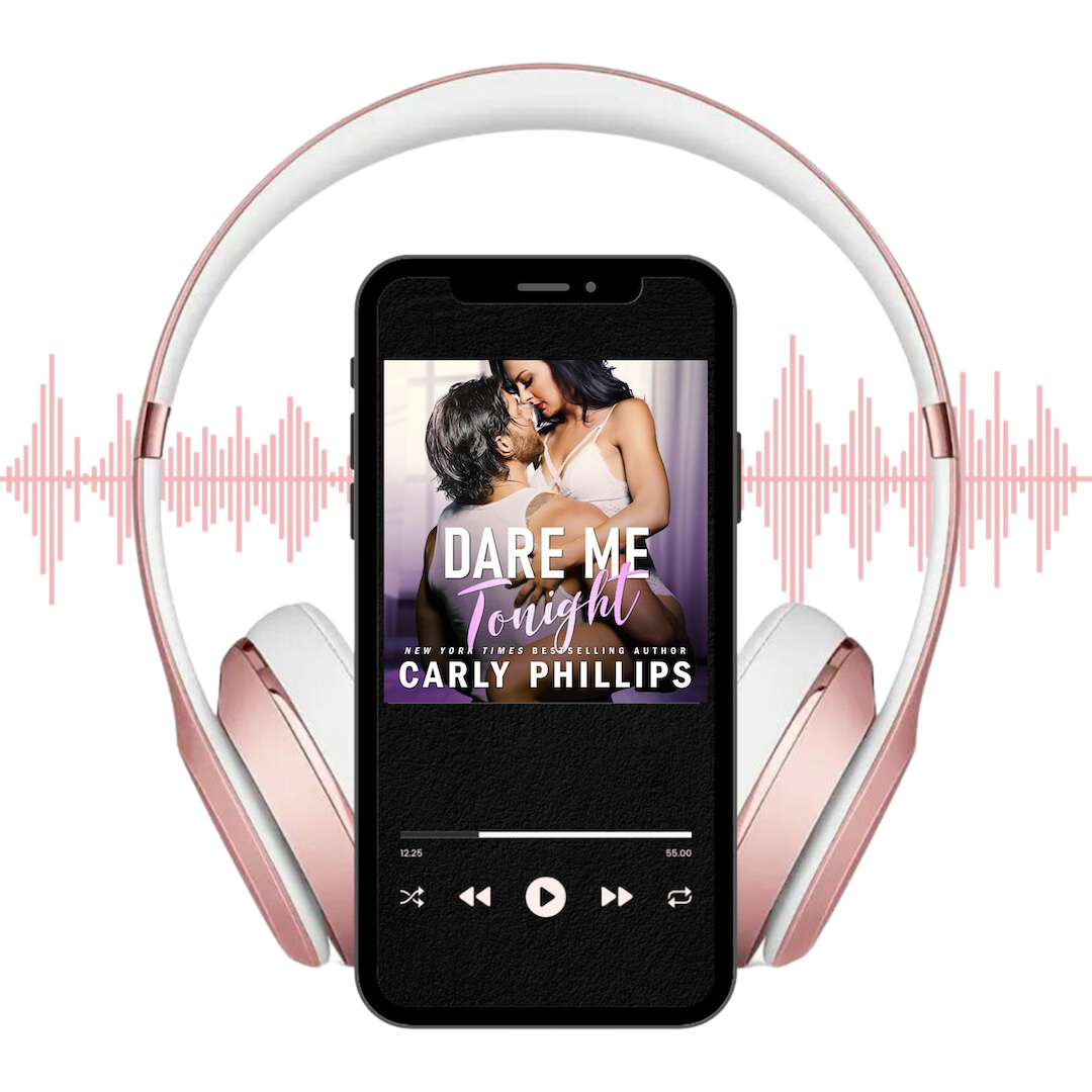 Dare Me Tonight audiobook shown on player with headphones and soundwaves