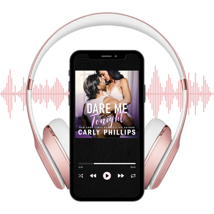 Dare Me Tonight audiobook shown on player with headphones and soundwaves