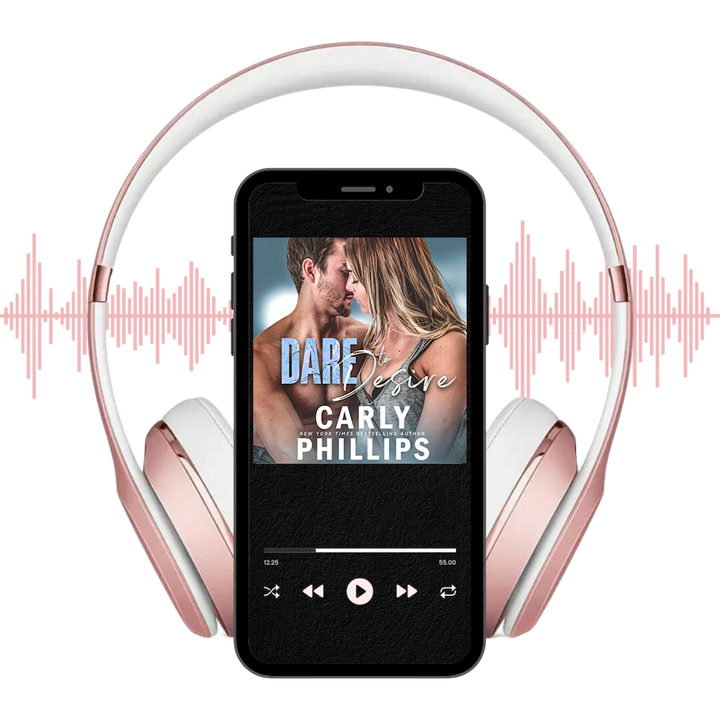 Dare to Desire audiobook on player with headphones and soundwaves