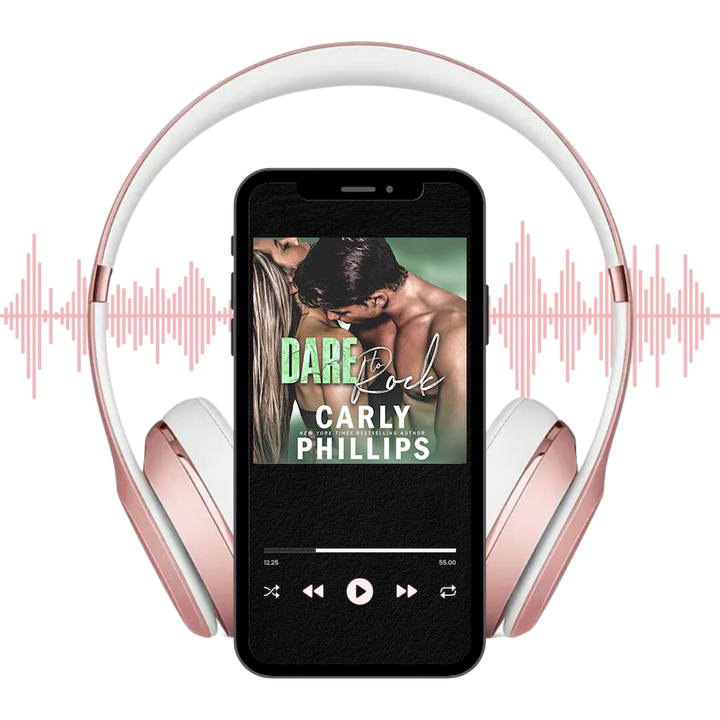 Dare to Rock audiobook on player with headphones and soundwaves