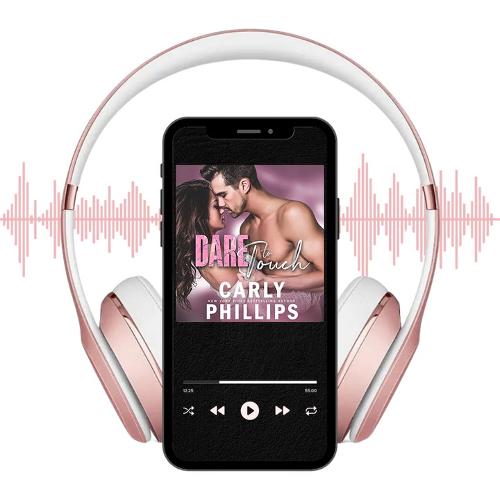 Dare to Touch audiobook on player with headphones and soundwaves