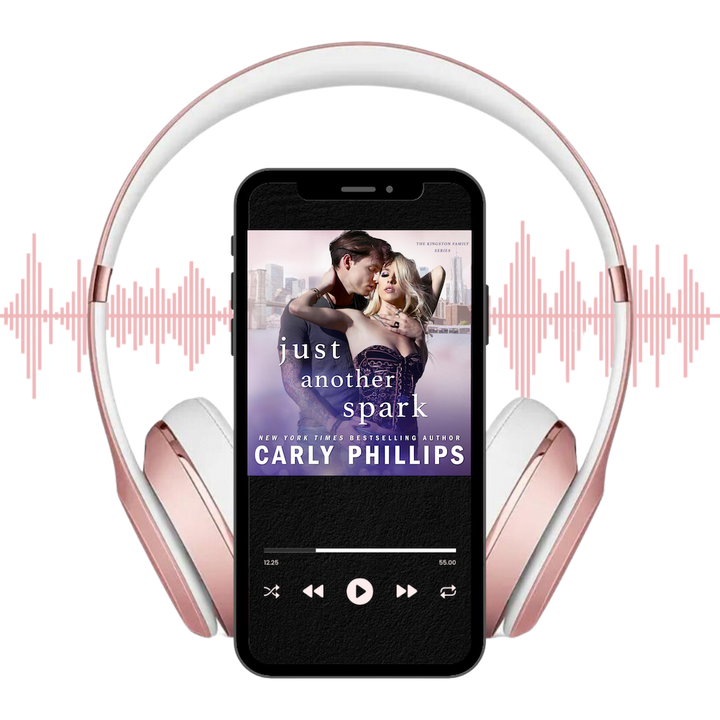 Just Another Spark audiobook shown on player with headphones and soundwaves