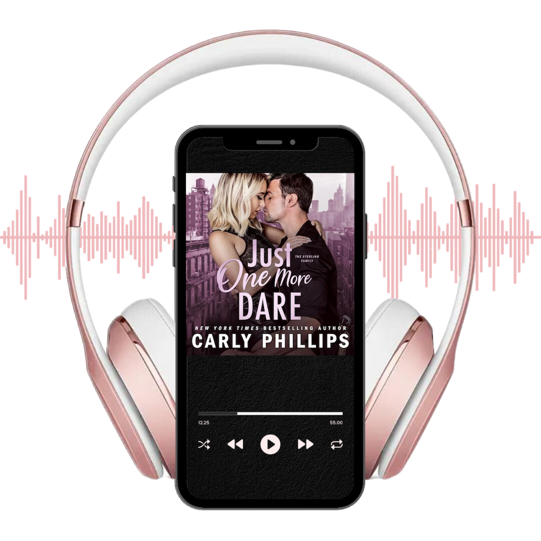 Just One More Dare audiobook on player shown with headphones.