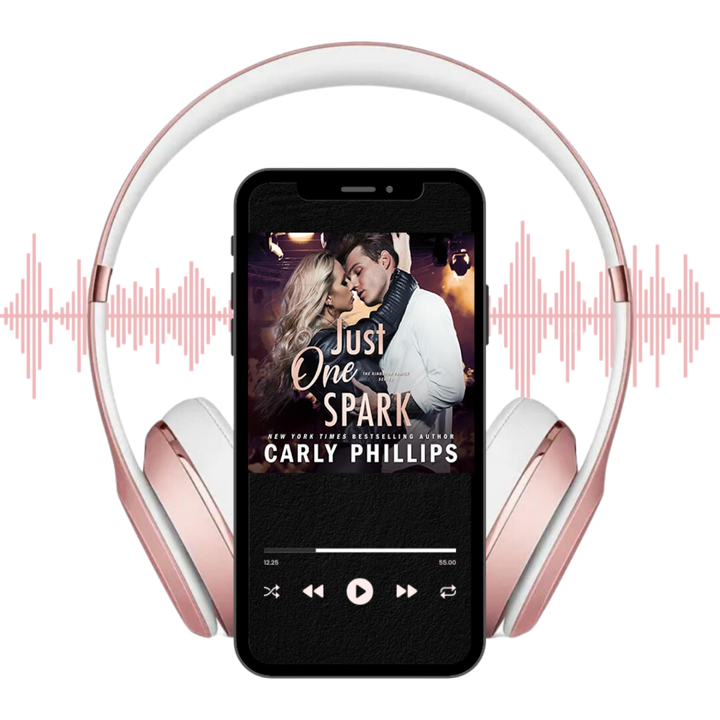 Just One Spark audiobook on player displayed with headphones and soundwaves