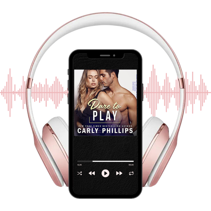 Dare to Play audiobook on player with headphones and soundwaves
