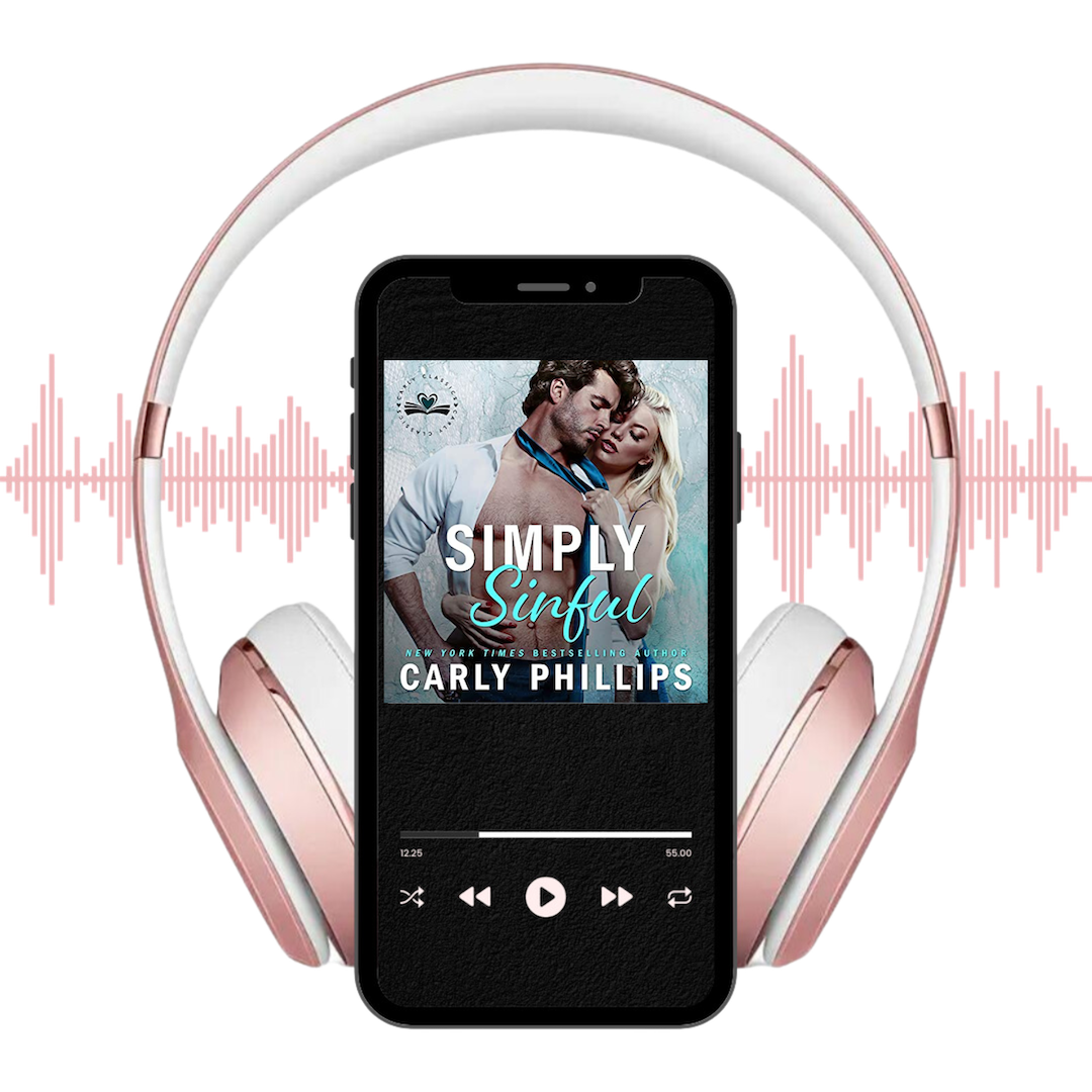 Simply Sinful audiobook displayed on player with headphones
