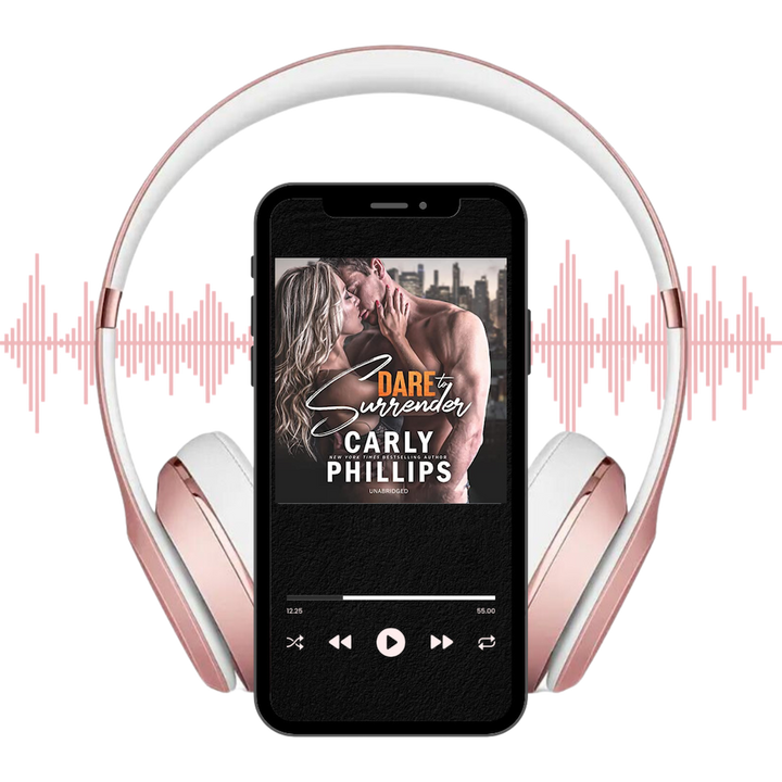 Dare to Surrender audiobook on player with headphones and soundwaves